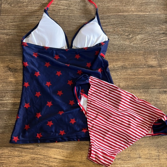 Star and Stripe American Flag 2 Piece Tankini Swim Suit - Picture 11 of 11
